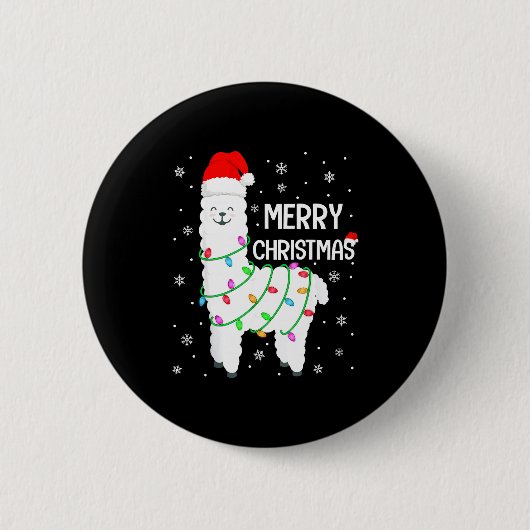 Llama Merry Christmas Kids Funny Llama Christmas L Button (Vorderseite)
