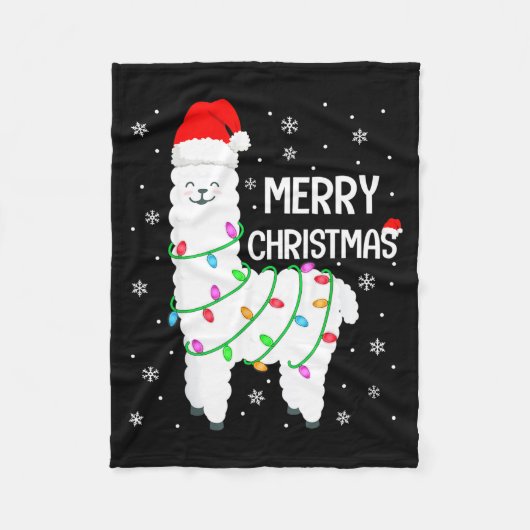 Llama Merry Christmas Kids Funny Llama Christmas L Fleecedecke (Vorderseite)