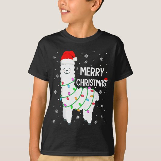 Llama Merry Christmas Kids Funny Llama Christmas L T-Shirt (Vorderseite)