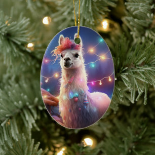 Llama Merry Weihnachtsschmuck, Pet Lover Geschenk Keramik Ornament