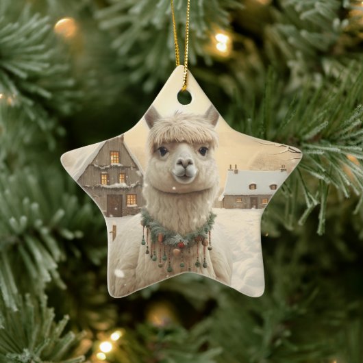 Llama Merry Weihnachtsschmuck, Pet Lover Geschenk Keramik Ornament (Baum)