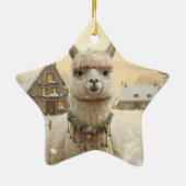 Llama Merry Weihnachtsschmuck, Pet Lover Geschenk Keramik Ornament (Hinten)