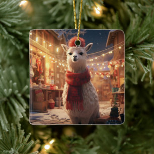 Llama Merry Weihnachtsschmuck, Pet Lover Geschenk Keramikornament