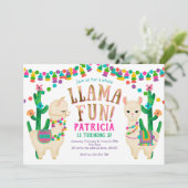 Llama, mexikanisch, FIesta, Niedlich, Geburtstag Einladung (Stehend Vorderseite)