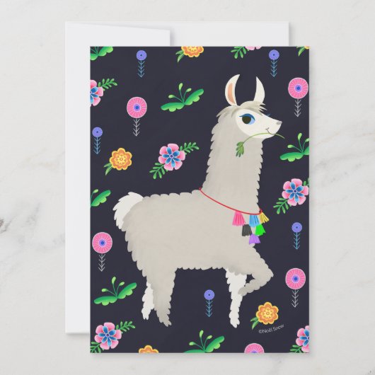 Llama mit Blume DIY Blank Einladung (Vorderseite)