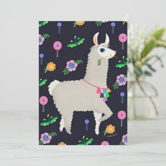 Llama mit Blume DIY Blank Einladung (Stehend Vorderseite)