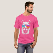 Llama mit Brille Retro-Sonnenbrille T-Shirt (Vorne ganz)