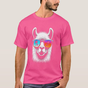 Llama mit Brille Retro-Sonnenbrille T-Shirt