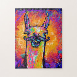 Llama mit einem Mustache - Art Puzzle 11x14