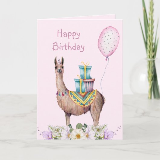 Llama mit Geschenken Karte (Vorderseite)