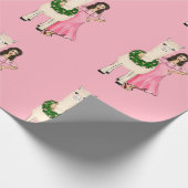 Llama mit Herzkranz und Girl Illustration Geschenkpapier (Ecke)