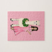 Llama mit Herzkranz und Girl Illustration Puzzle (Horizontal)