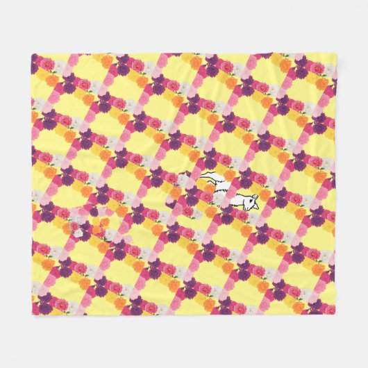 Llama mit Peonies Fleecedecke (Vorderseite (Horizontal))