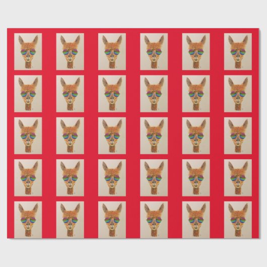 LLAMA MIT RAINBOW-SUNGLASSEN BIRTHTAG GESCHENKPAPIER (Flach)