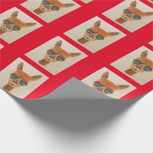 LLAMA MIT RAINBOW-SUNGLASSEN BIRTHTAG GESCHENKPAPIER (Ecke)