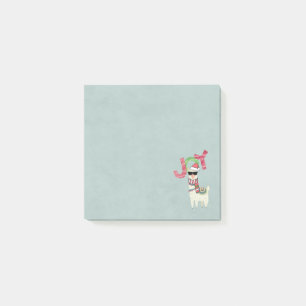 Llama mit Santa-Hut und Sonnenbrille Freude Post-it Klebezettel