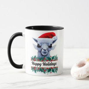 Llama mit Santa-Hut und Text Tasse