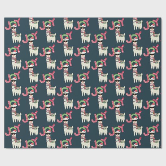 Llama mit Weihnachtsmannmütze und Sonnenbrille Joy Geschenkpapier (Flach)