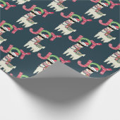 Llama mit Weihnachtsmannmütze und Sonnenbrille Joy Geschenkpapier (Ecke)