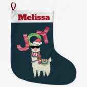 Llama mit Weihnachtsmannmütze und Sonnenbrille Joy Großer Weihnachtsstrumpf (Vorderseite)