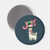 Llama mit Weihnachtsmannmütze und Sonnenbrille Joy Magnet (Vorderseite/Rückseite)