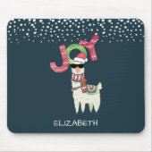 Llama mit Weihnachtsmannmütze und Sonnenbrille Joy Mousepad (Vorne)