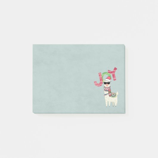Llama mit Weihnachtsmannmütze und Sonnenbrille Joy Post-it Klebezettel (Vorderseite)