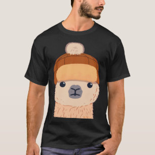 Llama mit Winterhut süßer Charakter T-Shirt