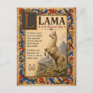 Llama, mittelalterliche Bestiarien-Kunst Postkarte