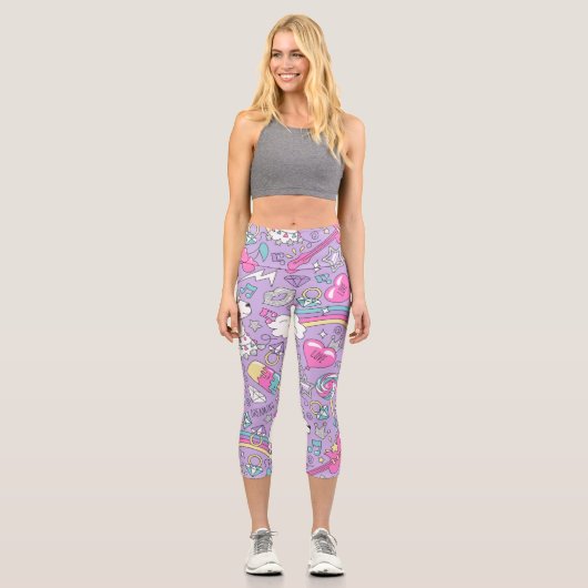 Llama-Muster 1 Capri Leggings (Vorderseite)