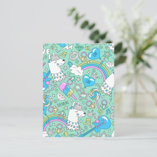 Llama-Muster 2 Postkarte (Stehend Vorderseite)
