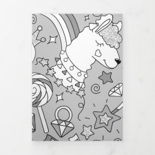 Llama-Muster 4 Dreifach Gefaltete Urlaubskarte