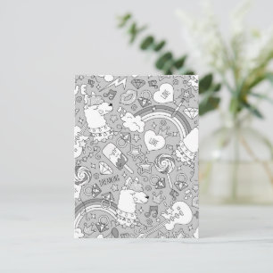 Llama-Muster 4 Postkarte