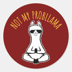 Llama Nicht Mein Probllama Meditation Yoga Sonnenb Runder Aufkleber