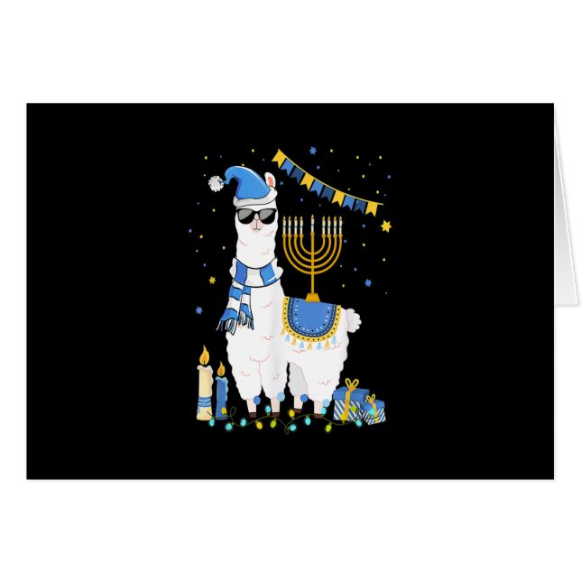 Llama Niedlich Alpaca Chanukah Holiday Menorah Han (Vorderseite (Horizontal))