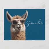 Llama Niedlich Alpaca mit Sonnenbrille Blau Postkarte (Vorderseite)