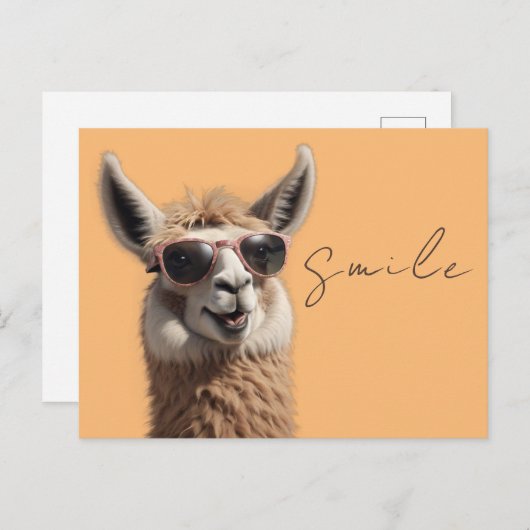 Llama Niedlich Alpaca mit Sonnenbrille Funny Postkarte (Vorne/Hinten)