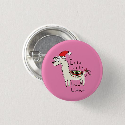 Llama Niedlich Funny Christmas Holiday Button (Vorne & Hinten)