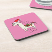 Llama Niedlich Funny Christmas Holiday Getränkeuntersetzer (Linke Seite)