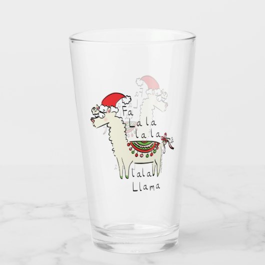 Llama Niedlich Funny Christmas Holiday Glas (Rückseite)