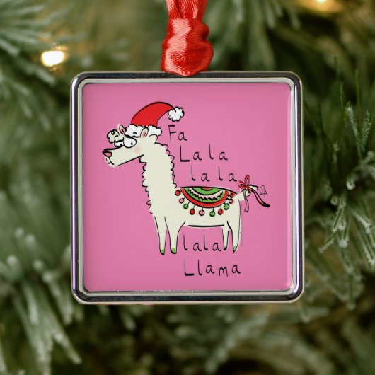 Llama Niedlich Funny Christmas Holiday Ornament Aus Metall (Baum)