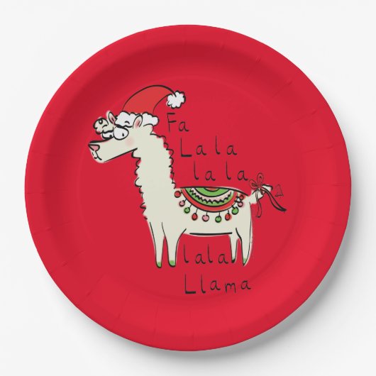 Llama Niedlich Funny Christmas Holiday Pappteller (Vorderseite)