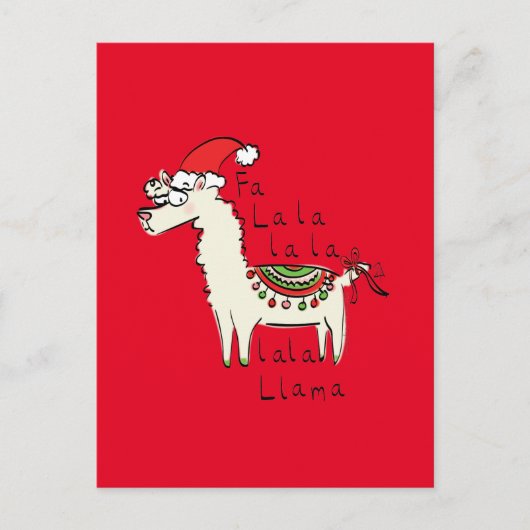 Llama Niedlich Funny Christmas Holiday Postkarte (Vorderseite)