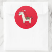 Llama Niedlich Funny Christmas Holiday Runder Aufkleber (Tasche)
