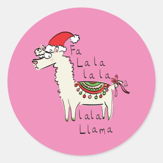 Llama Niedlich Funny Christmas Holiday Runder Aufkleber (Vorderseite)