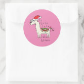Llama Niedlich Funny Christmas Holiday Runder Aufkleber (Tasche)