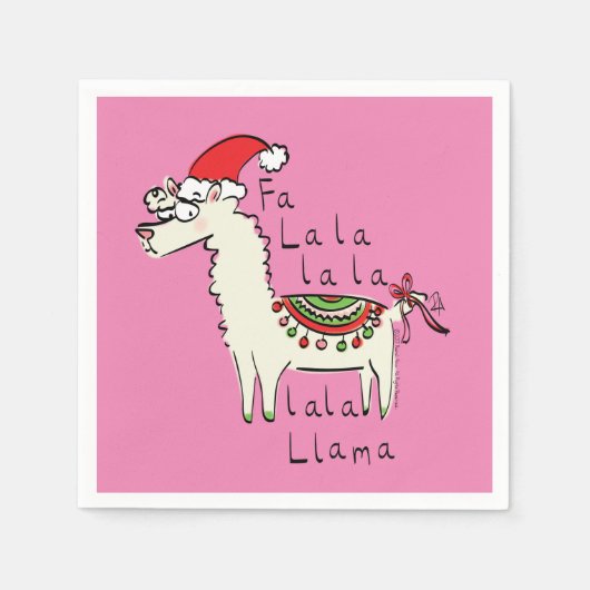Llama Niedlich Funny Christmas Holiday Serviette (Vorderseite)