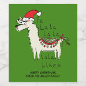 Llama Niedlich Funny Christmas Holiday Weinetikett (Einzelnes Label)