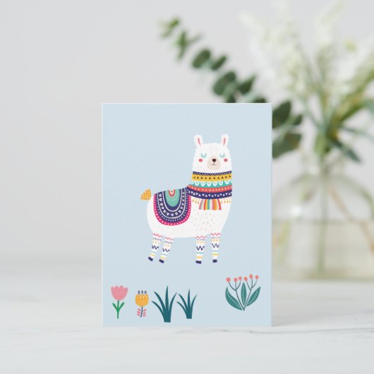 Llama Niedlich Postkarte (Stehend Vorderseite)