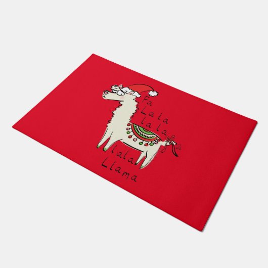 Llama Niedlicher Weihnachtsurlaub Fußmatte (Schrägansicht)